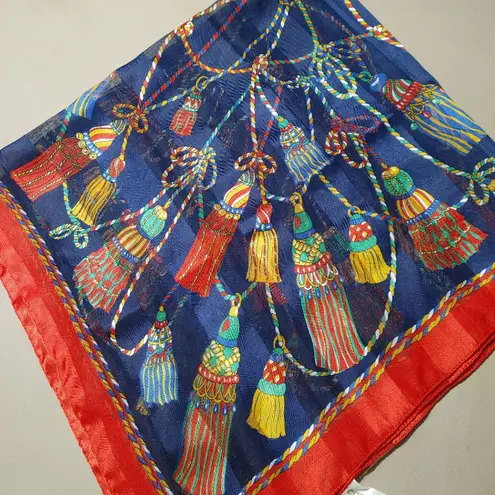Capezio Accessories Italian Scarf Tassel Rope Print Polyester Multicolor Red Size 32