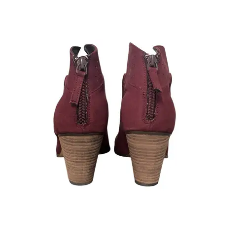 New! Violet & Red Jackson Laser Cut Topline Booties in Burgundy Red
