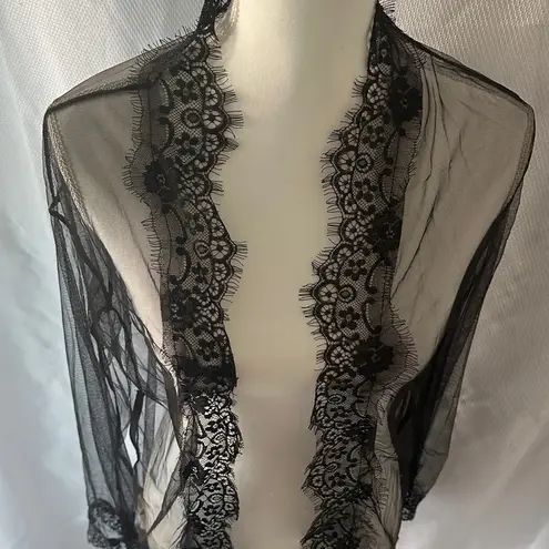 Chic Black Lace Women's Robe Size M