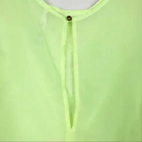 Y2K Vintage JULYS Womens Top Medium Lime Chiffon Floral Lace Cropped Beachy Green