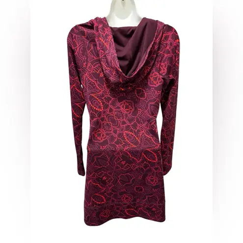 Title Nine Mercury Athletic Hoodie Dress Sz S LS Purple Red Printed Sporty