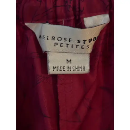 Melrose Studio Petites Floral Silk Pants Elastic Waist Dress Casual Pink Size M