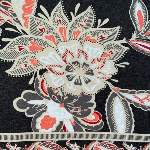 Ann Taylor  square neck floral print brown cream white orange red trendy size XL