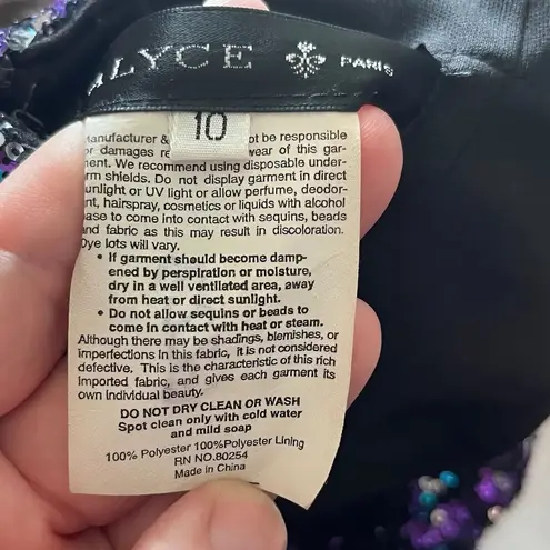 Alyce Paris STRAPLESS sequined high low evening gown multicolor prom formal