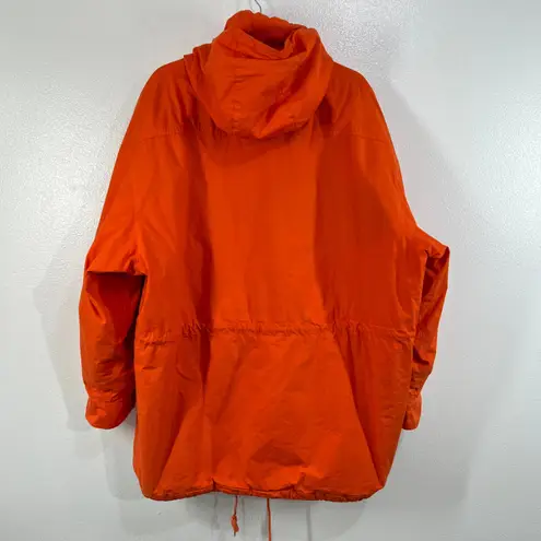 DKNY Vintage  Parka Jacket Large Orange Hooded Cotton Shell Made in Hong Kong 90s