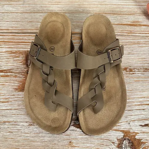 Cushionare Cushionaire Libby Taupe Braided Slip-On Sandals Women’s 8M Suede Footbed Comfort