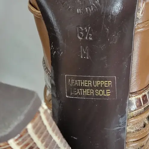 Isabella Fiore Womens Shoes Size 6.5 Brown Leather Snakeskin Embossed Strappy