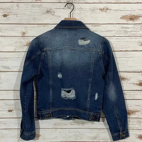 Black Label by C'Est Toi Distressed Denim Jean Jacket