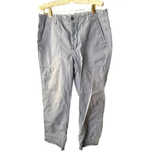 AMO Army Babe Pant Blue Cargo Frayed hem Size 31 100% cotton