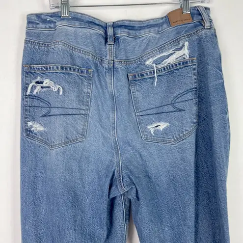 American Eagle  Distressed Mom Jeans Medium Wash Plus Size 16 EUC