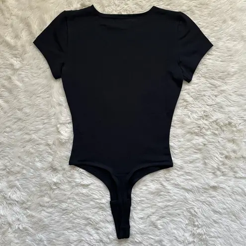 Madewell Bodysuit Crewneck Thong Short Sleeve Cotton-Blend True Black S NWT New