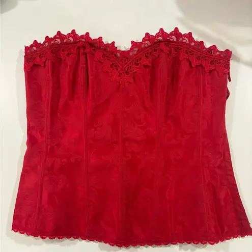 Frederick's of Hollywood Frederick’s of Hollywood Red Lace Jacquard Dream Sweetheart Corset 38
