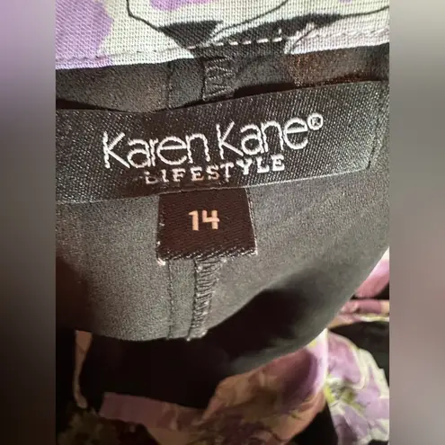 Karen Kane Y2K Purple Floral Rayon Full Skirt, Size 14