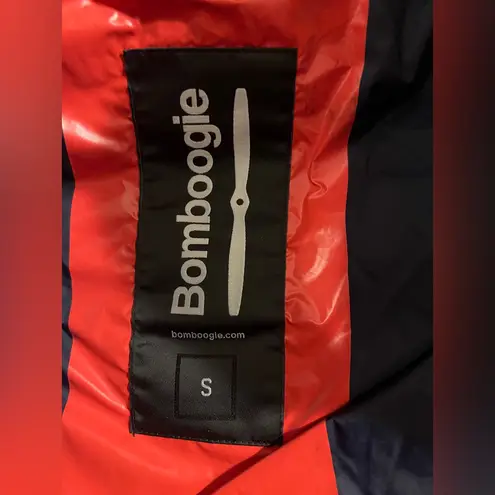 Bomboogie $252 Puffer Vest Hooded Hoodie Fall Navy Blue Primaloft Insulated