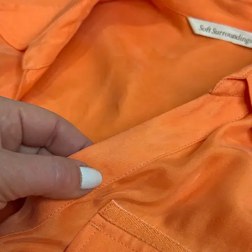 Soft Surroundings Orange Button Front Short Sleeve Tunic Top Size Small EUC