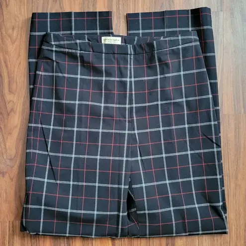 Apostrophe red black windowpane straight leg trousers size 8