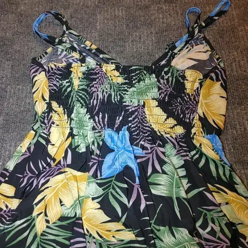 Yuna Floral Maxi Short Beach Tropical Botanical Sleeveless Dress SM High Low Size M