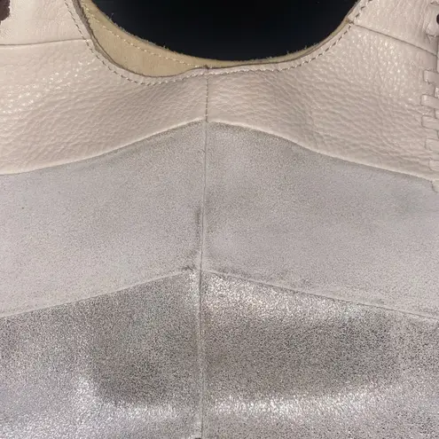 The Sak suede and metallic leather tote purse with braided leather straps