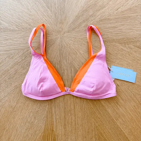 L Space Bikini Top Womens Medium Pink Orange Finneas Swimwear Beach Colorblock