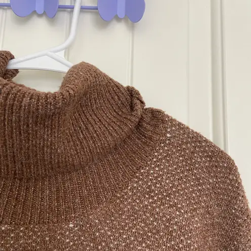 Olive & Oak women’s brown patterned soft cowl neck plush sweater XL