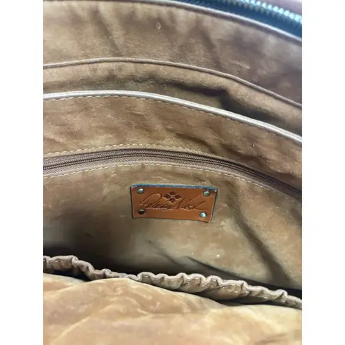 Patricia Nash Purse Leather Calvi Satchel Shoulder Bag Signature Map Riot Rust