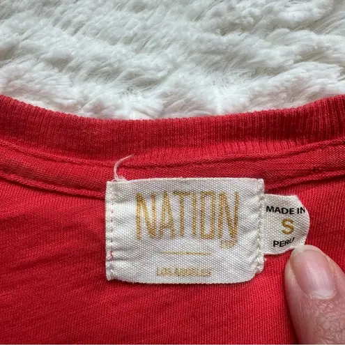 Nation Ltd Elliot Fused Ruffle Flutter Sleeve Dress S Red Orange Pima Cotton