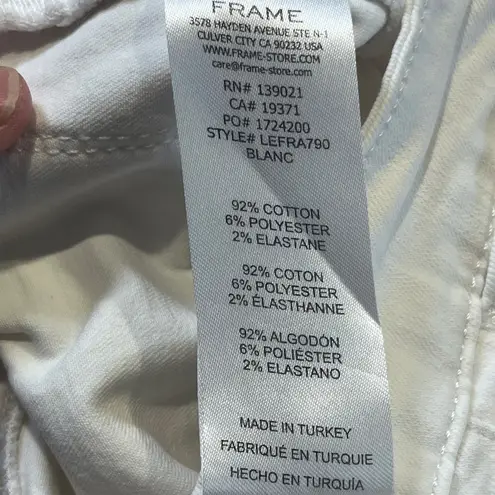 frame denim Frame Le Easy Flare High Rise White Denim Jeans Size 25 Euro Nautical Old Money