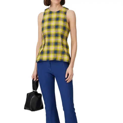 Derek Lam Plaid Tie Back Sleeveless Top Casual Career Party Size 2 Cotton Wool