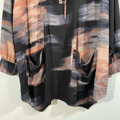 Seven 7 X Melissa McCarthy Marble Print Front Pockets Tunic Blouse Size 1X