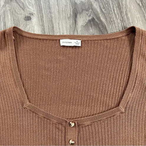 Gentle Fawn Brown Fitted Ribbed Sweater