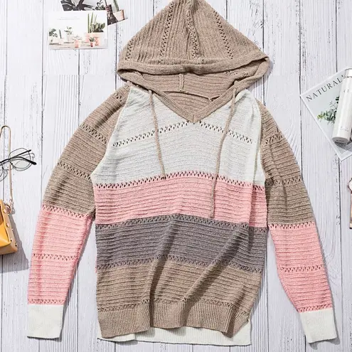 MULTI COLOR LIGHTWEIGHT CLASSIC CHIC KNIT HOODIE Size undefined