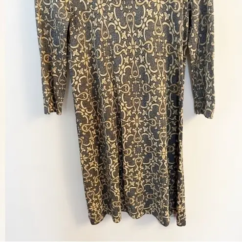 J. McLaughlin Dress Metallic Gold Gray Catalina Cloth Scroll Print Size Small