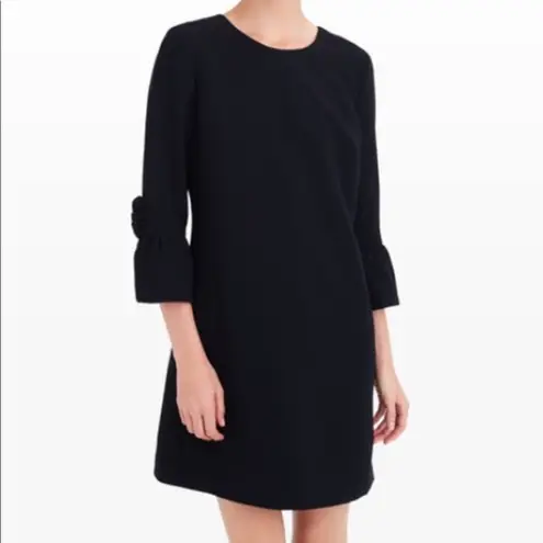 Club Monaco Crepe Shift Dress 3/4 Bell Ruffle Sleeves 2 Cocktail Event Navy Blue