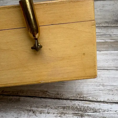 VTG Enid Collins of Texas Wooden Box Purse Bejeweled Flower Power Orange Artsy Brown