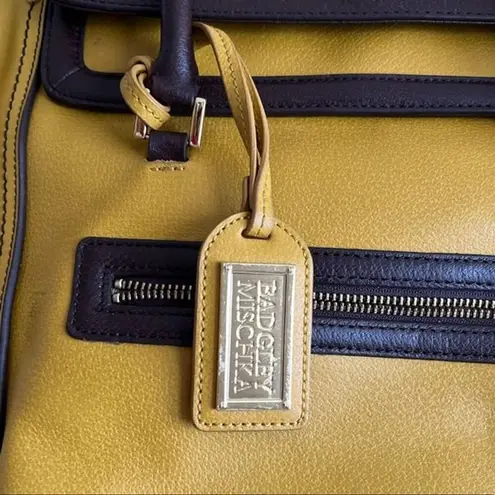 Badgley Mischka Yellow Leather Satchel Bag, 6"x11"x11" SRP: $350