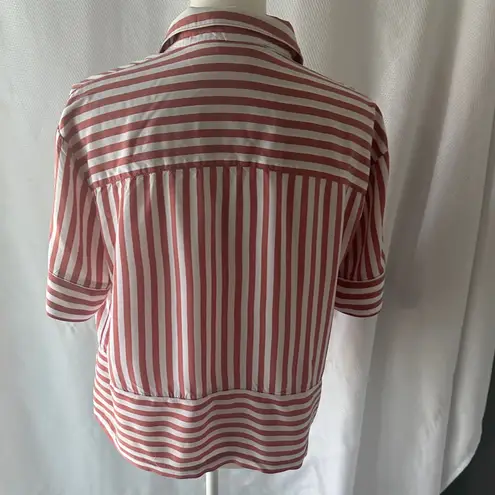 Jane and Delancey Red & White Striped Button-Down Cropped Shirt – Size M