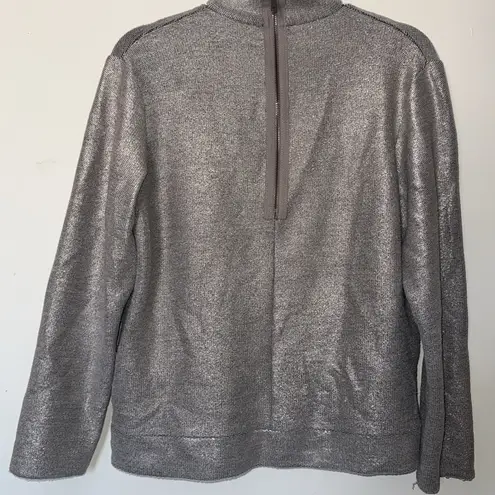 Bailey 44 Kiara Women’s Metallic Silver Choker V-Neck Top Medium