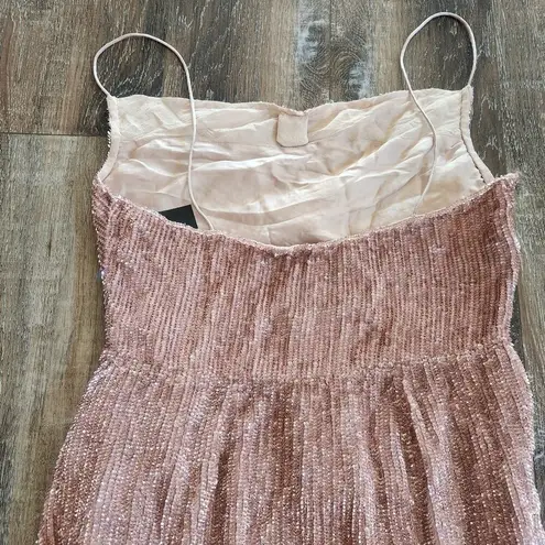 Retrofête Retrofete Katya Dress in Dusty Peach Large Maxi Sequins Cowl Neck Sleeveless NWT