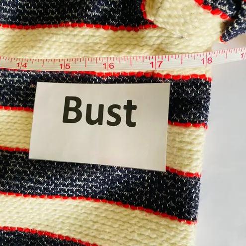 J Crew Collection Legion Stripe Cotton Blend Cropped Blazer Roll Sleever Sz 2 Blue