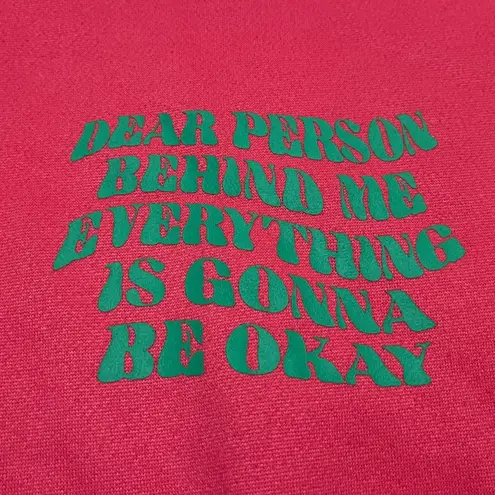 Edikted Women’s  “Everything Is Going To Be Okay” Hoodie Pink Green Size XL