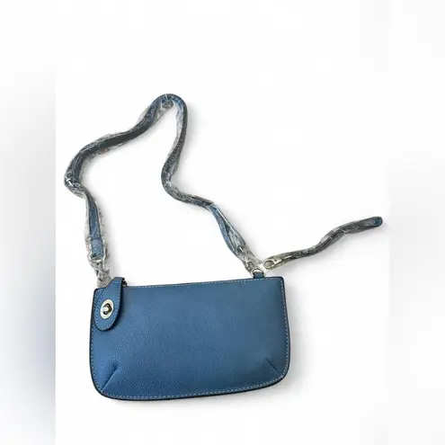 Joy Susan  Leather Wristlet Crossbody Bag – Slate Blue / Gray – Removable Straps