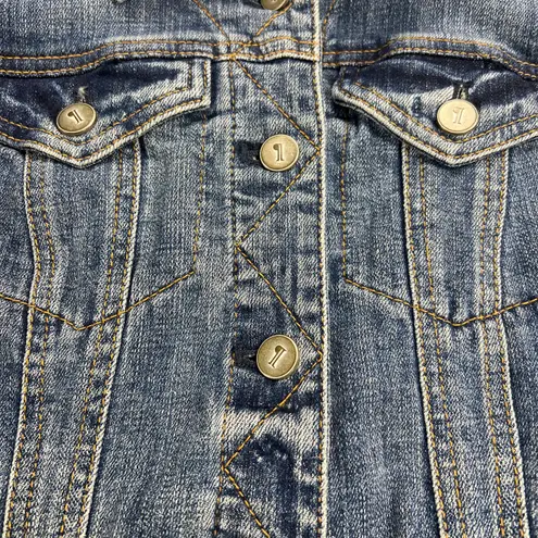 Pilcro and the Letterpress Denim Jean Jacket Leather Tabs Medium Wash Size S