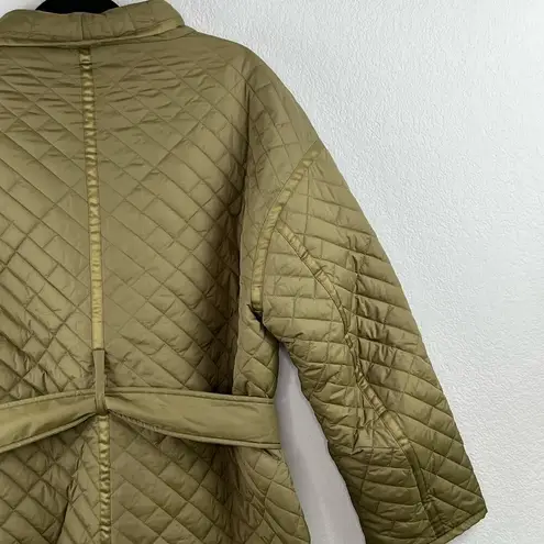 Frame  Quilted Drape Neck Nylon Belted Olive Green Oversized Jacket Size XS