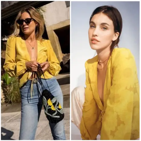 Realisation Par 💕💕 The Stevie Top ~ Sunflower Yellow Print XS