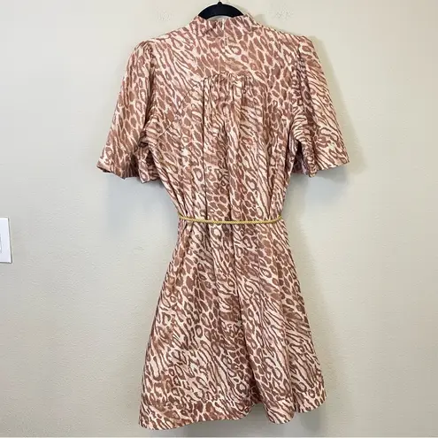 Beulah  Butterfly Sleeves Animal Print Belted A Line Dress Size M