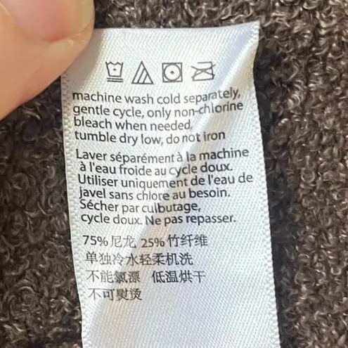 Barefoot Dreams Cozychic Lite Brown Fuzzy Hood Duster Open Cardigan Sweater M