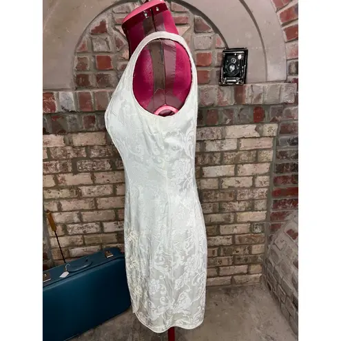 Westbound dress bodycon cream satin square neck 1990s