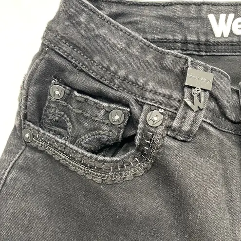 Western Blue Black Jeans Bootcut Rhinestone Embellished Denim Jeans Sz 26