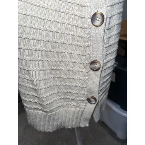 Chico's Beige Taupe Cotton Linen Sweater Vest 3 XL Side Button Layers Preppy