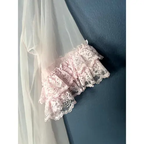 50s Housewife Housecoat Robe Pink Frilly Girly Sheer Sexy Short Feminine Puff Size undefined